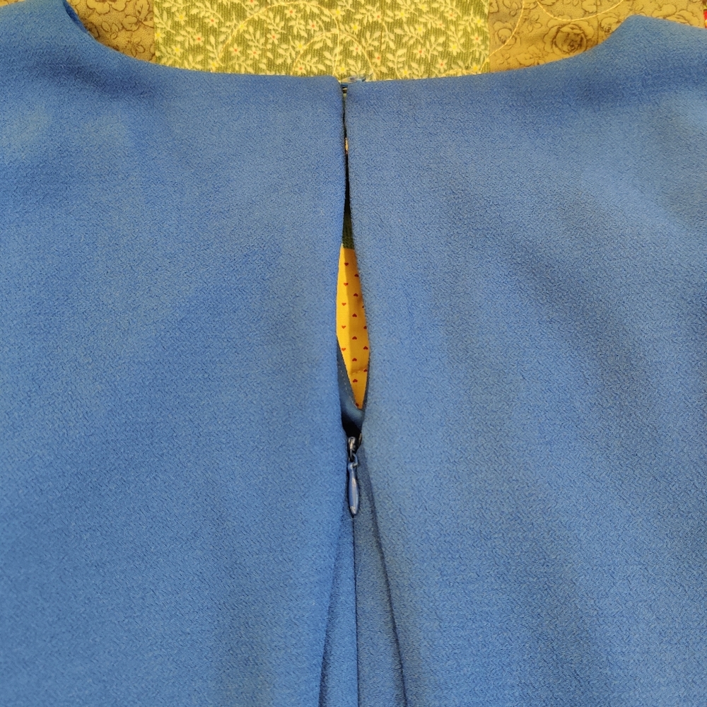 London Times Cold Shoulder Mini Cape Blue Dress - Picture 6 of 10